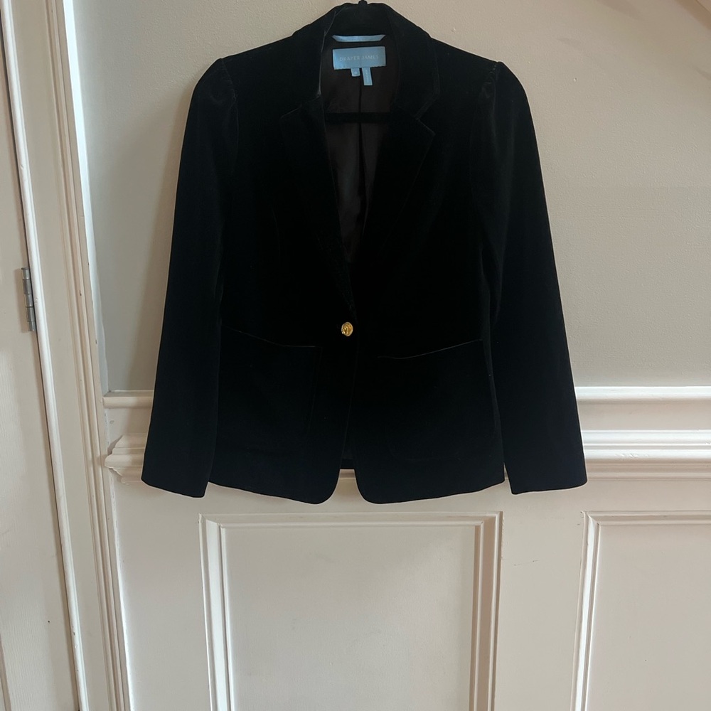 Draper James Black Velvet Blazer | Size 0 | Tailored Fit - Picture 2 of 6